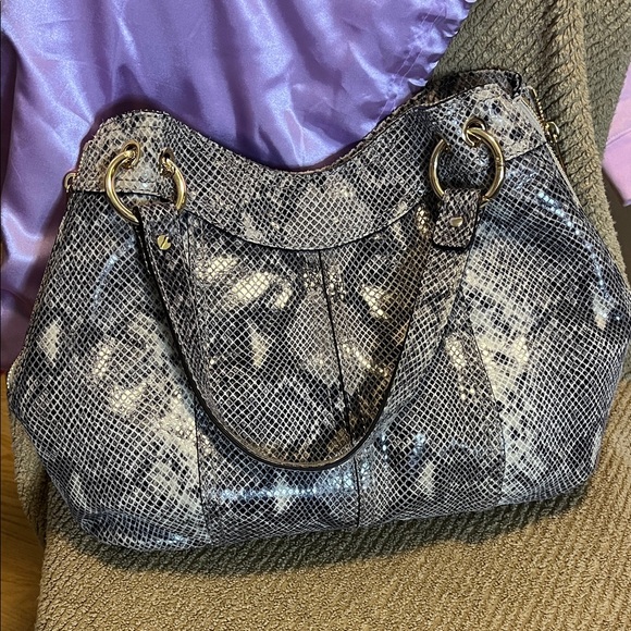 Michael Kors Black and Gray Snake Print Shoulder Bag - Picture 2 of 8